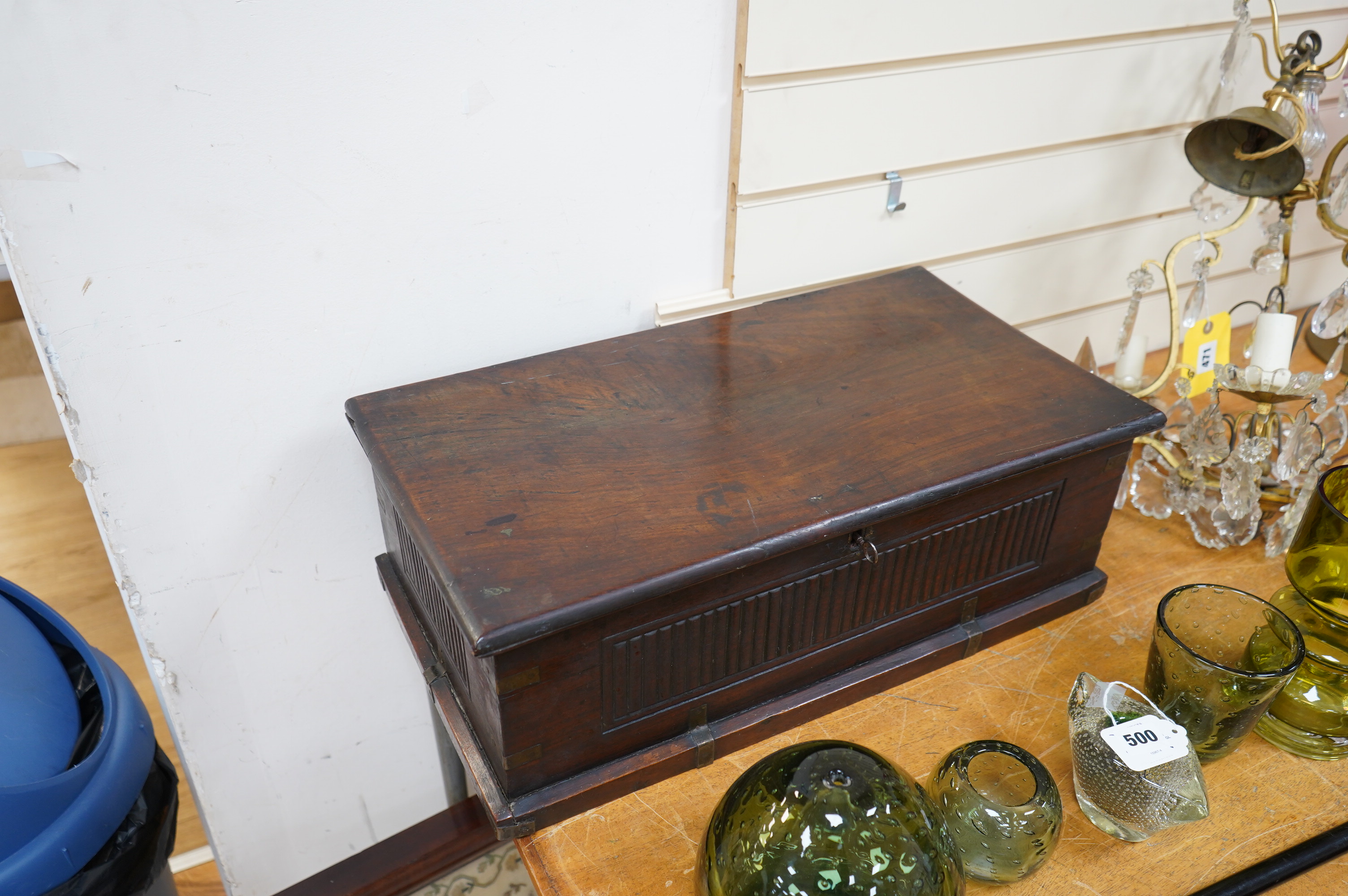 An early 19th century rosewood Indo-colonial bible box, 56cm wide. Condition - fair